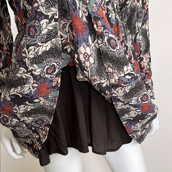 Free People Black Graphic Long Sleeve Mini Dress - Picture 7 of 16